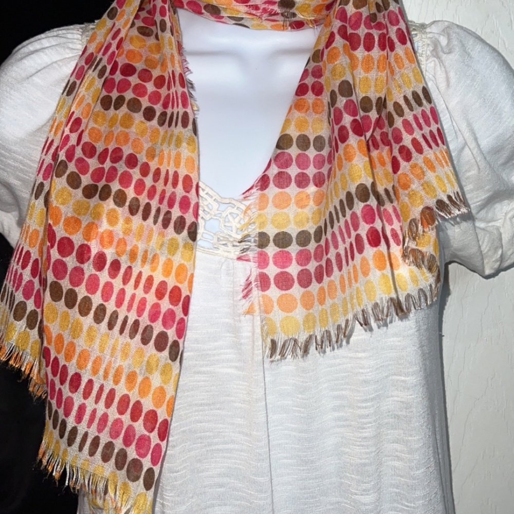 Orange polka dotted sheer scarf